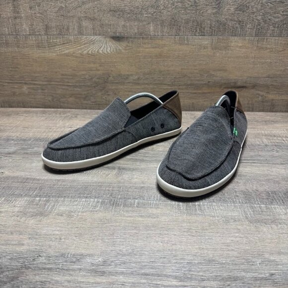 Sanuk Casa Vintage Gray Canvas Loafers Men's Size 11.5 - Picture 1 of 7